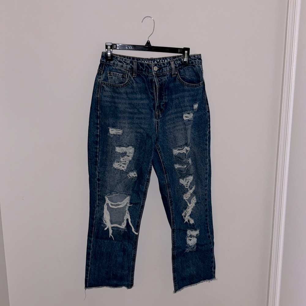 High Waisted, Ripped, Boyfriend Jeans